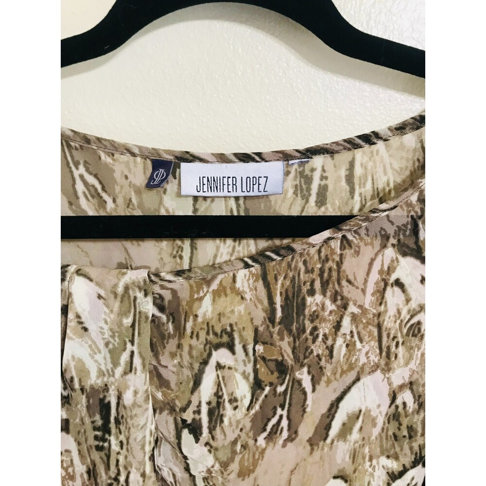 Jennifer Lopez Women's Scoop Neck Asymmetrical Sheer Blouse, Size S - Picture 3 of 4